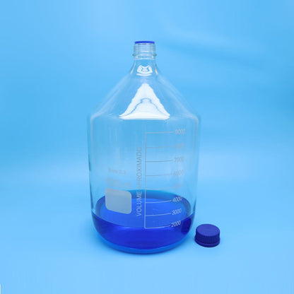 GL45 borosilicate glass reagent bottle with blue screw cap