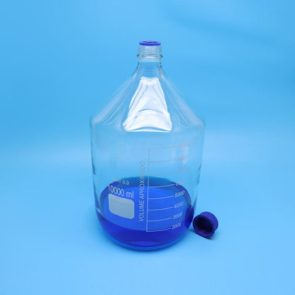GL45 borosilicate glass reagent bottle with blue screw cap
