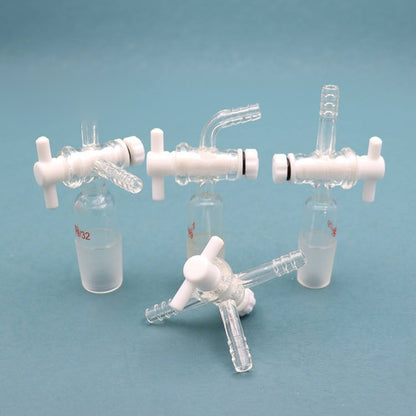 Borosilicate glass vacuum flow control adapter with ground joints