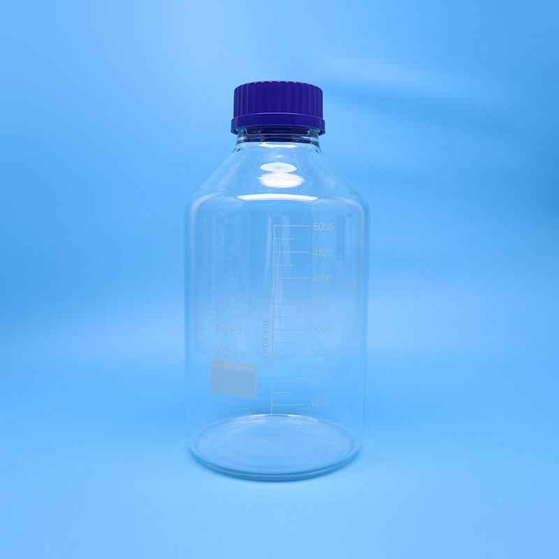 5000 ml clear glass GL80 reagent bottle with blue screw cap