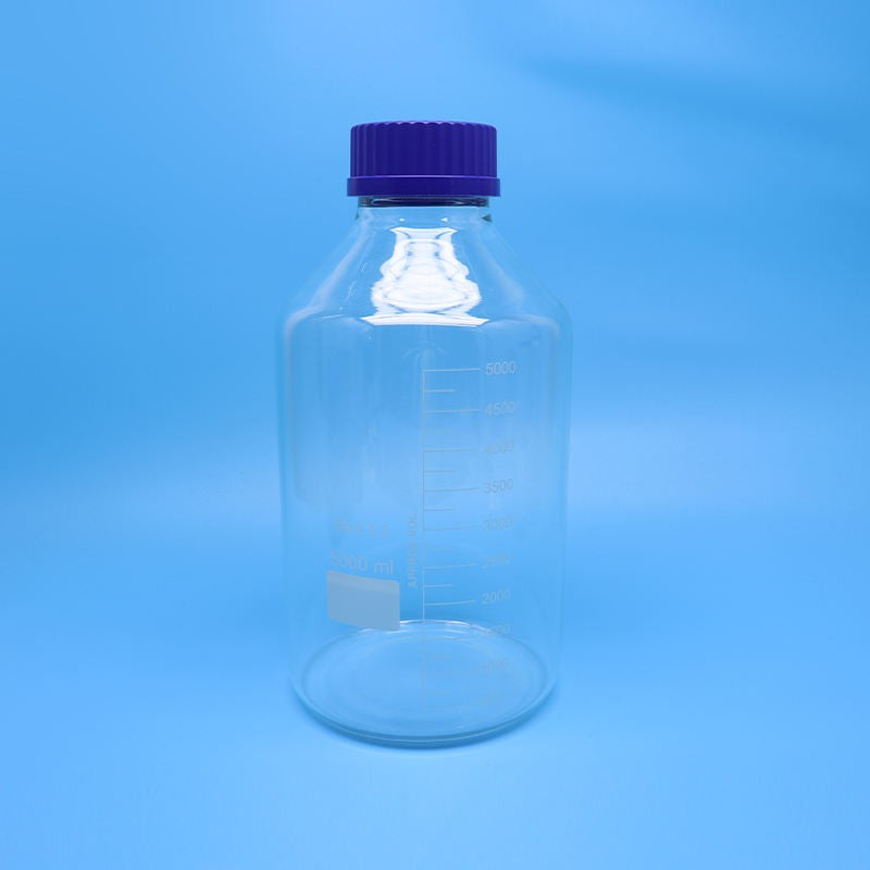 5000 ml clear glass GL80 reagent bottle with blue screw cap