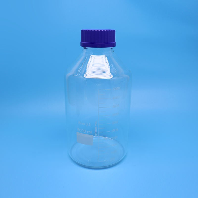 5000 ml clear glass GL80 reagent bottle with blue screw cap