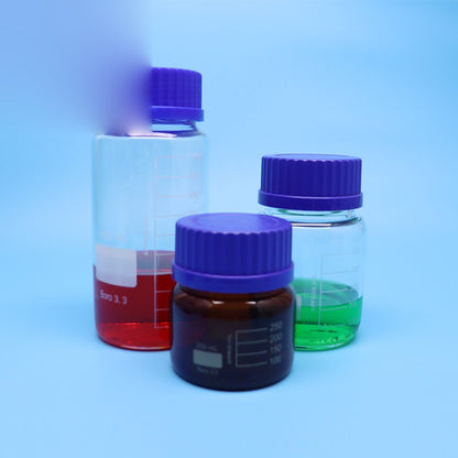 Borosilicate glass reagent bottle with blue screw cap