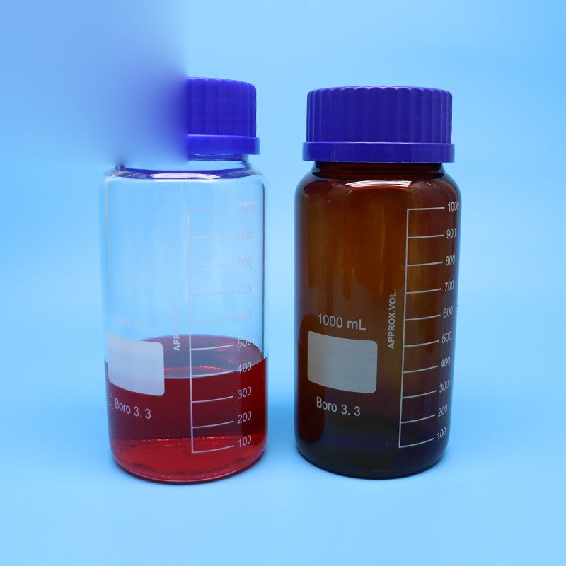 Borosilicate glass reagent bottle with blue screw cap