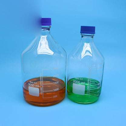 GL45 borosilicate glass reagent/media bottle with blue screw cap