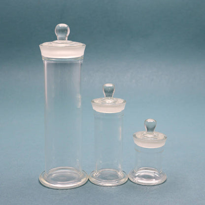 Round glass specimen jar/bottle with frosted glass stopper