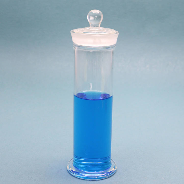Round glass specimen jar/bottle with frosted glass stopper