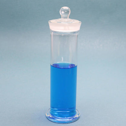 Round glass specimen jar/bottle with frosted glass stopper