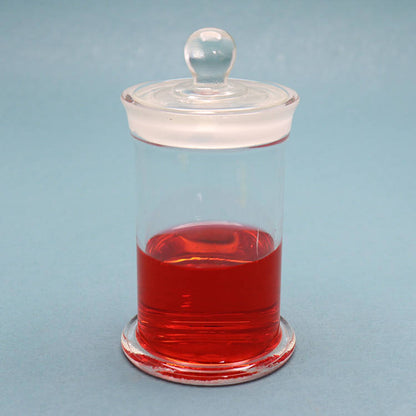 Round glass specimen jar/bottle with frosted glass stopper