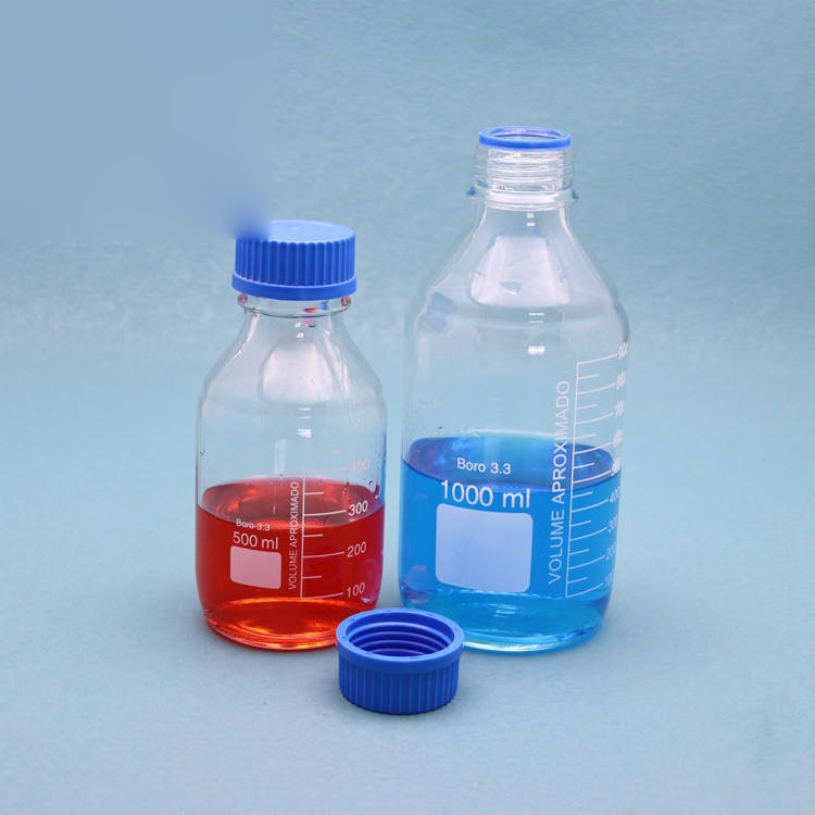 Borosilicate Glass Round-bottom blue screw-cap glass media storage / reagent bottle