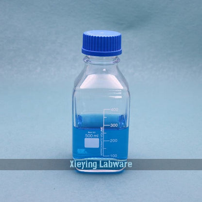 Square borosilicate glass GL45 screw cap media/reagent bottle