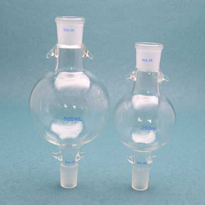 Two-neck round-bottom glass reagent/reaction bottle