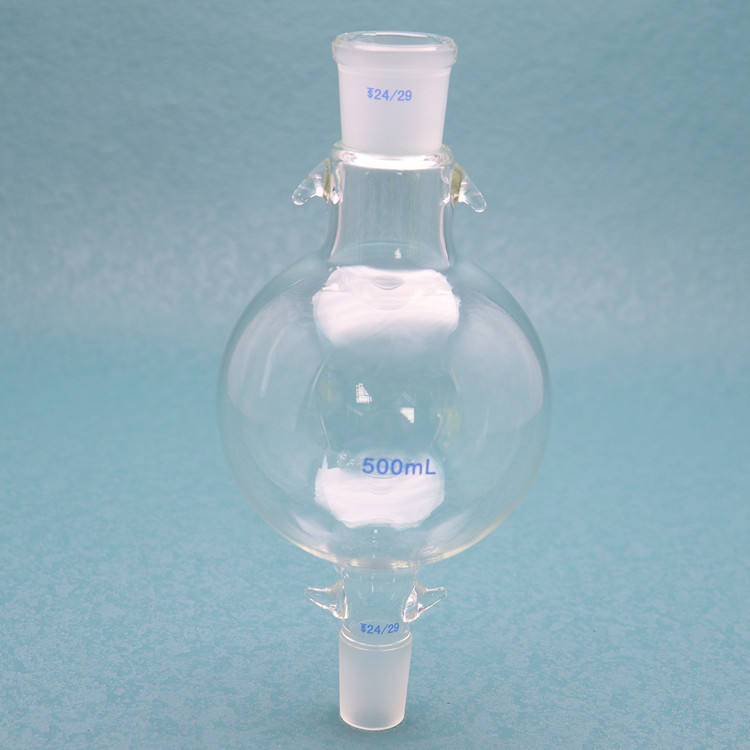 Two-neck round-bottom glass reagent/reaction bottle