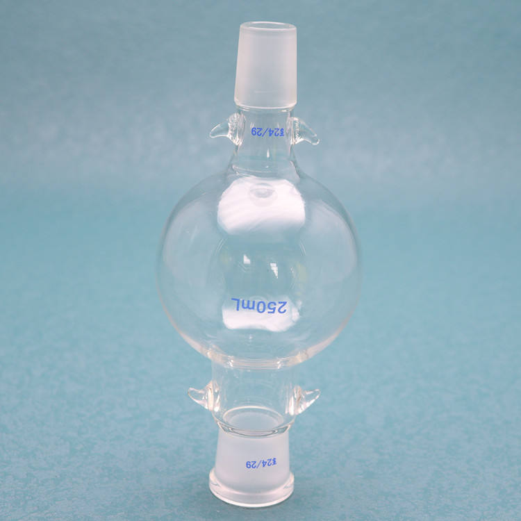Two-neck round-bottom glass reagent/reaction bottle