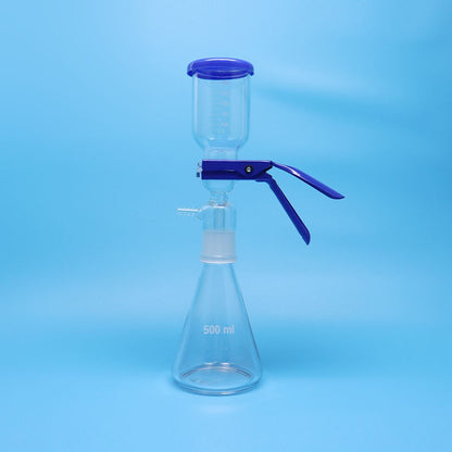 Glass solvent filtration components for vacuum filtration devices