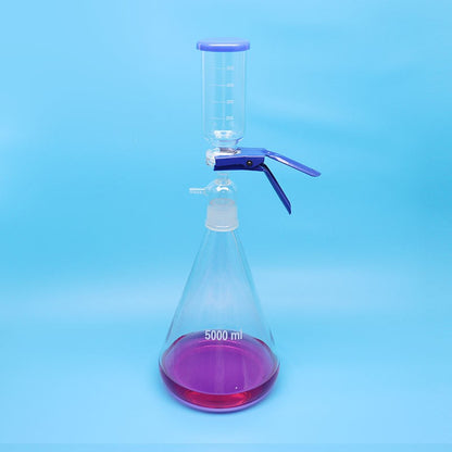 Laboratory chemical solvent glass filtration assemblies