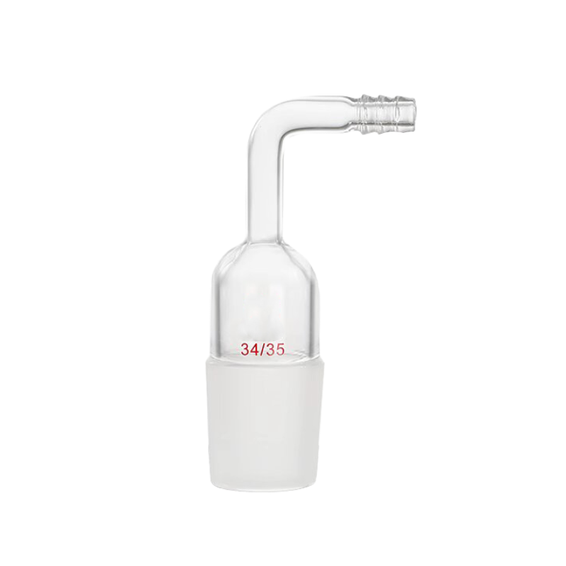 Borosilicate glass curved inlet adapter with standard conical joint