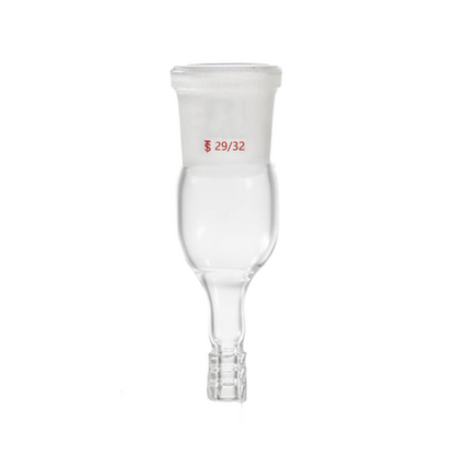 High borosilicate glass gas insertion adapter with straight inlet and outlet