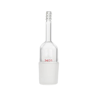 High borosilicate glass gas insertion adapter with straight inlet and outlet