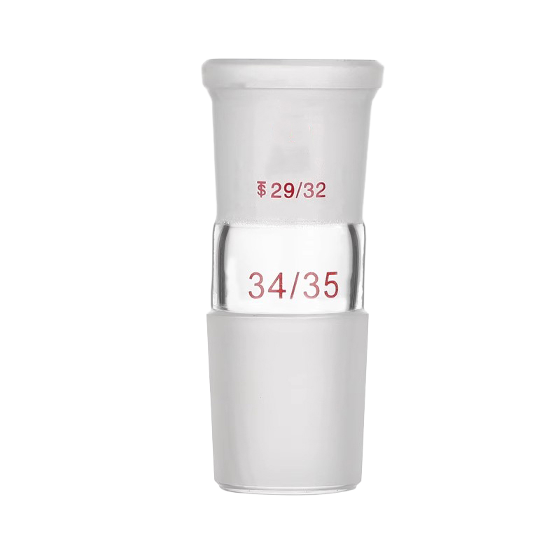 High borosilicate glass gas insertion adapter with straight inlet and outlet