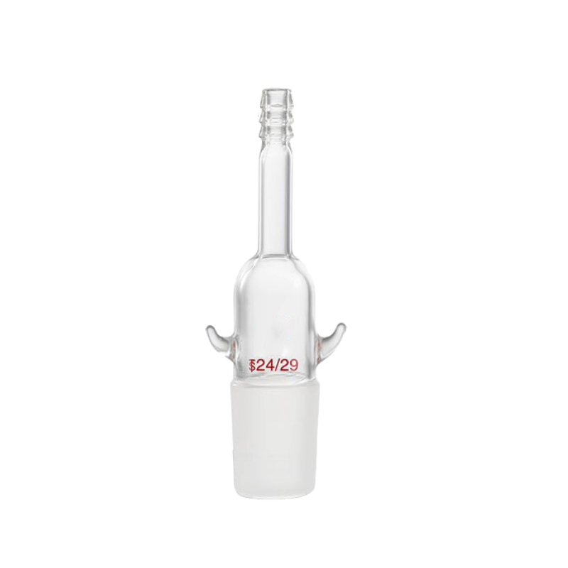 Borosilicate glass straight gas insertion adapter with ear pricks and standard adapter