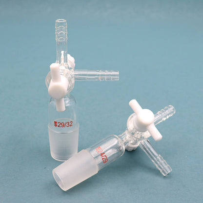 Borosilicate glass 3-way vacuum flow control adapter with stopcock and ground joints