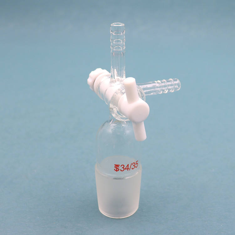 Borosilicate glass 3-way vacuum flow control adapter with stopcock and ground joints