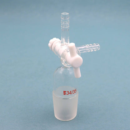 Borosilicate glass 3-way vacuum flow control adapter with stopcock and ground joints