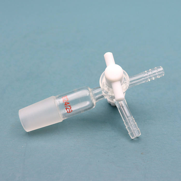 Borosilicate glass 3-way vacuum flow control adapter with stopcock and ground joints