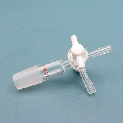 Borosilicate glass 3-way vacuum flow control adapter with stopcock and ground joints