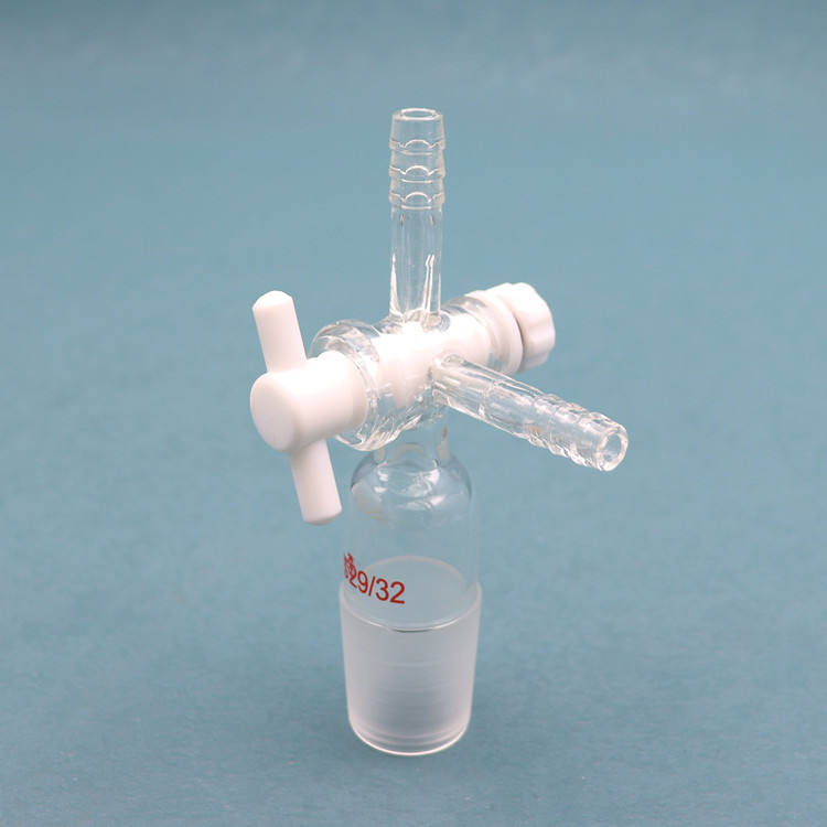 Borosilicate glass 3-way vacuum flow control adapter with stopcock and ground joints