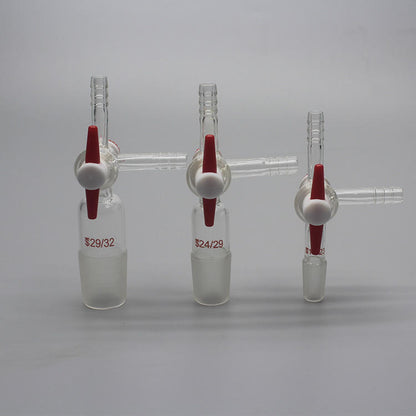 Borosilicate glass T-shape three-way adapter with PTFE stopcock