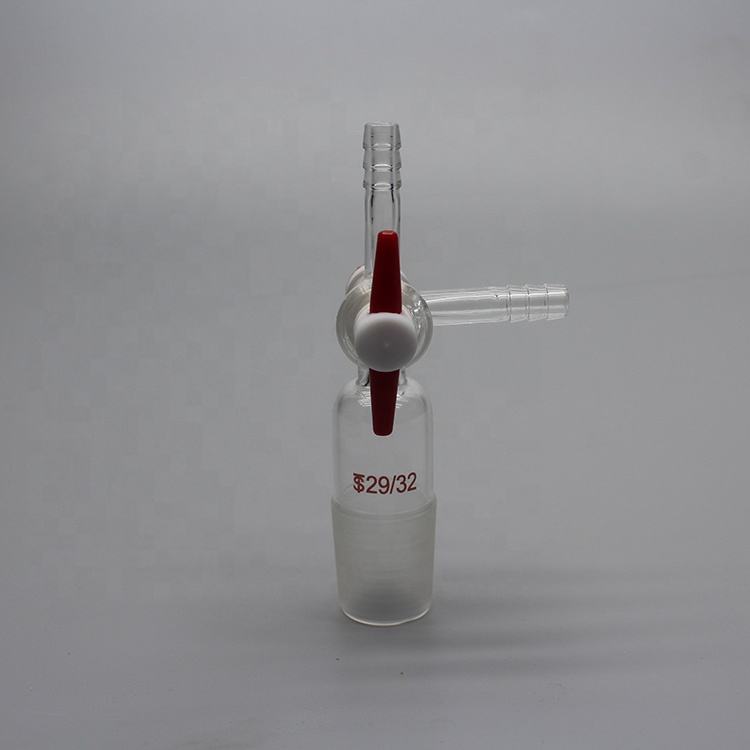 Borosilicate glass T-shape three-way adapter with PTFE stopcock