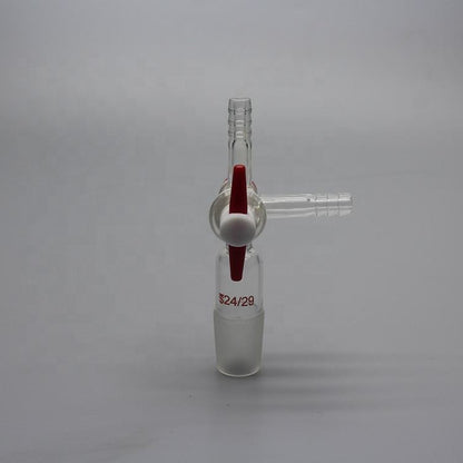 Borosilicate glass T-shape three-way adapter with PTFE stopcock