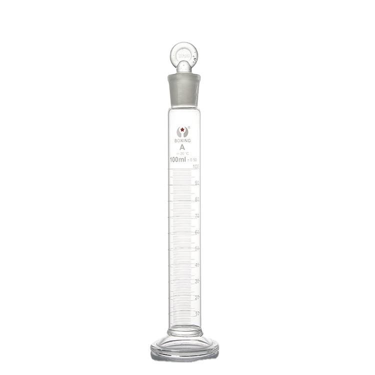 Graduated glass measuring cylinder