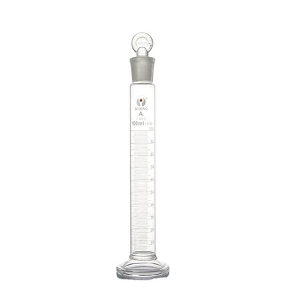 Graduated glass measuring cylinder