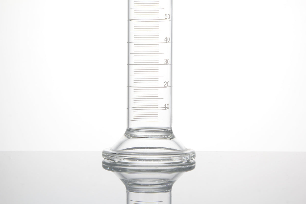 Graduated glass measuring cylinder