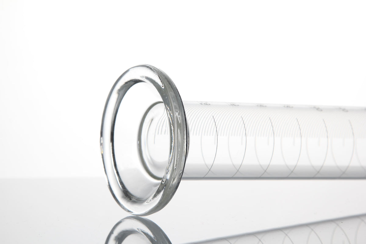 Graduated glass measuring cylinder