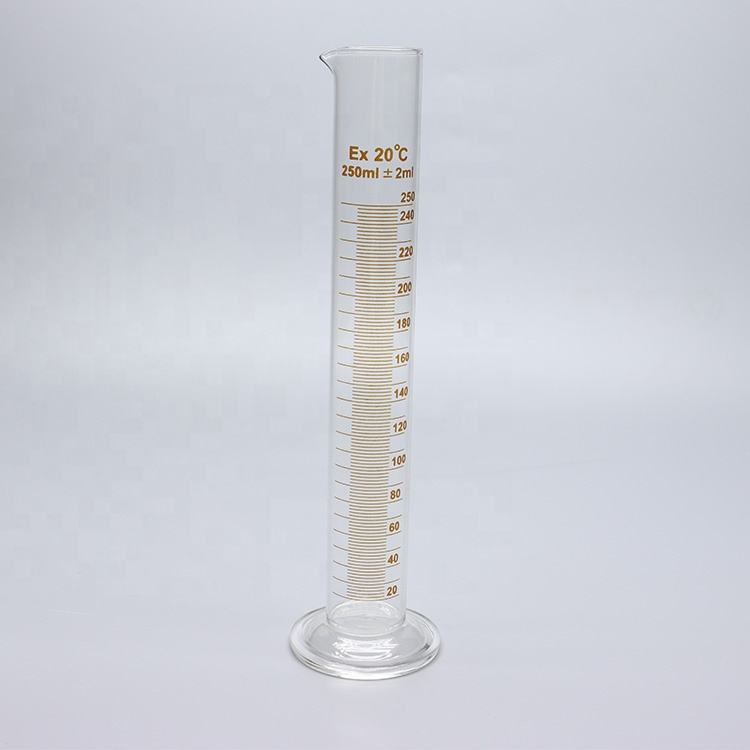Borosilicate glass thick-walled graduated measuring cylinders with glass round base