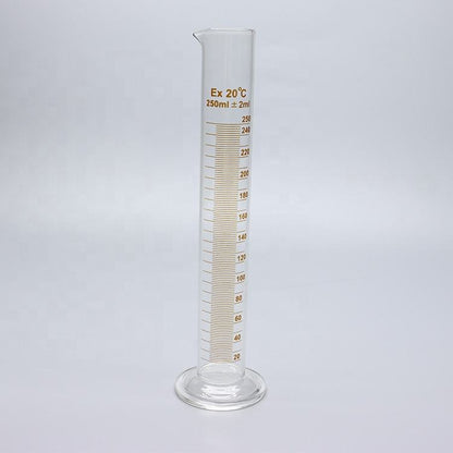 Borosilicate glass thick-walled graduated measuring cylinders with glass round base