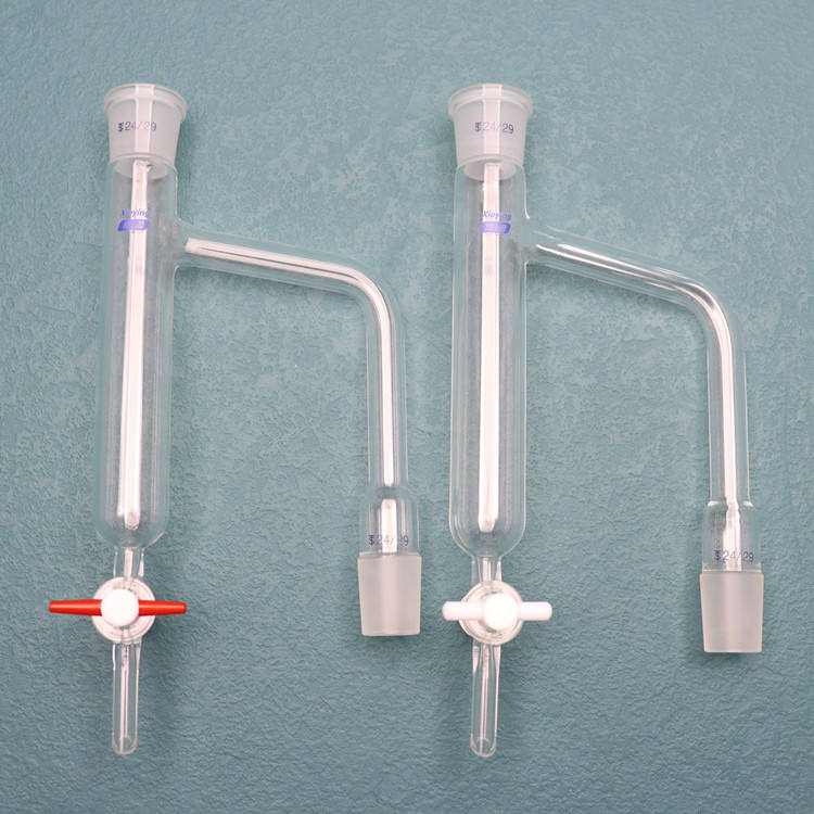 Glass water distributor with PTFE/glass piston stopcock