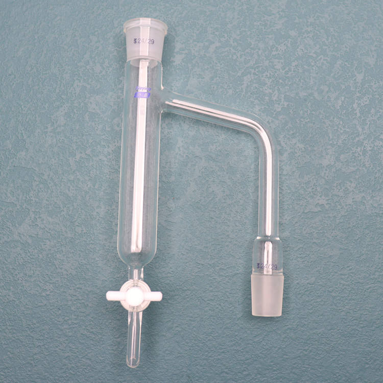 Glass water distributor with PTFE/glass piston stopcock