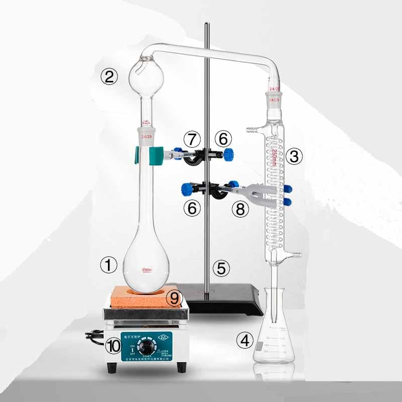 Kjeldahl Distillation apparatus Kit with Graham Condenser, 250-1.000 ml, include stand & heating
