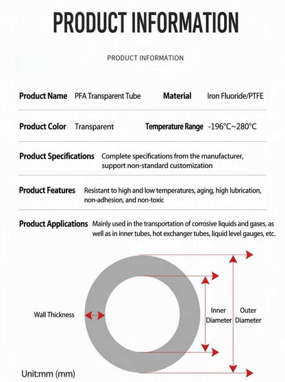 Transparent PFA tubing