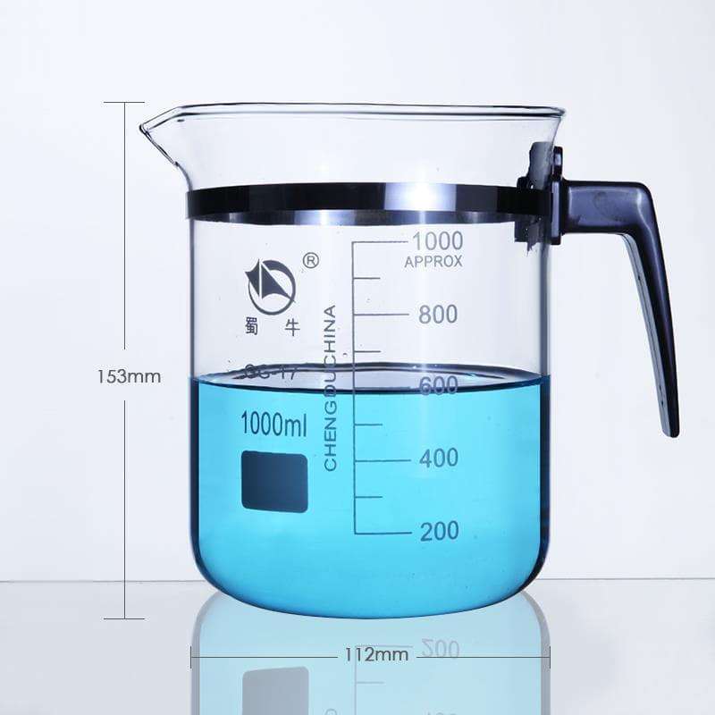 Measuring beaker with handle, graduated, 500 ml to 1.000 ml
