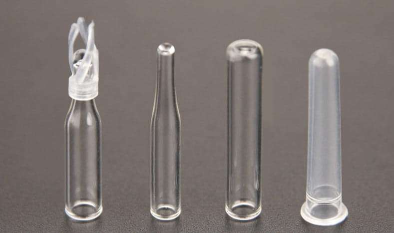 Micro-Inserts for Autosampler Vials, 100 pcs/pack, Conical/Flat Base, with Optional Spring & Plastic Variants