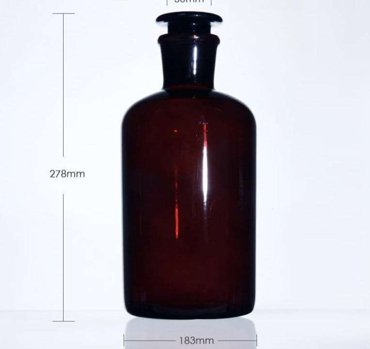 Narrow mouth bottle, brown glass, 60 ml to 20.000 ml