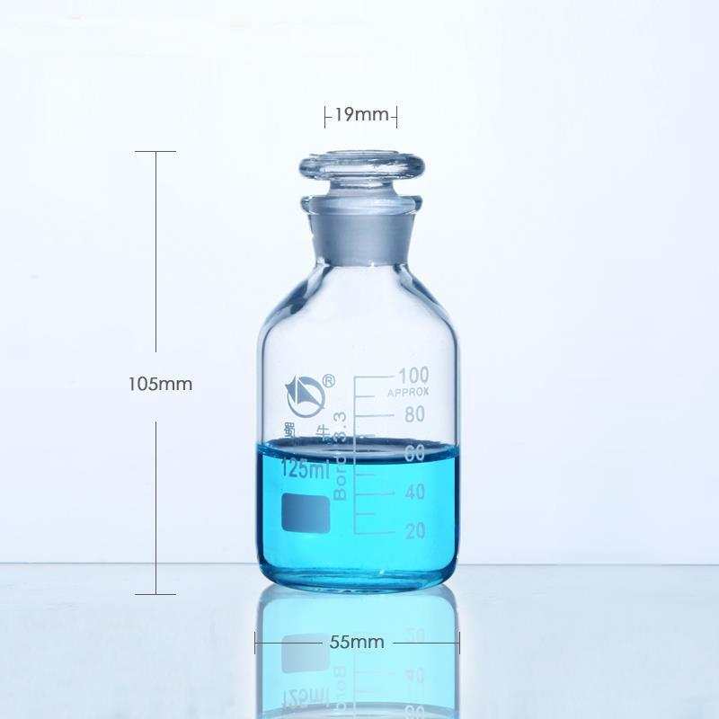 Narrow mouth bottle, clear glass, graduated, 60 ml to 20.000 ml