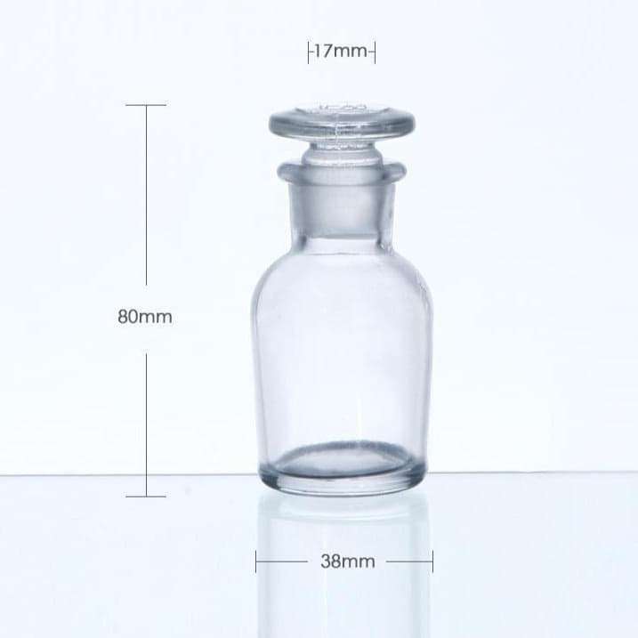 Narrow mouth bottle, clear glass, ungraduated, 30 ml to 1.000 ml