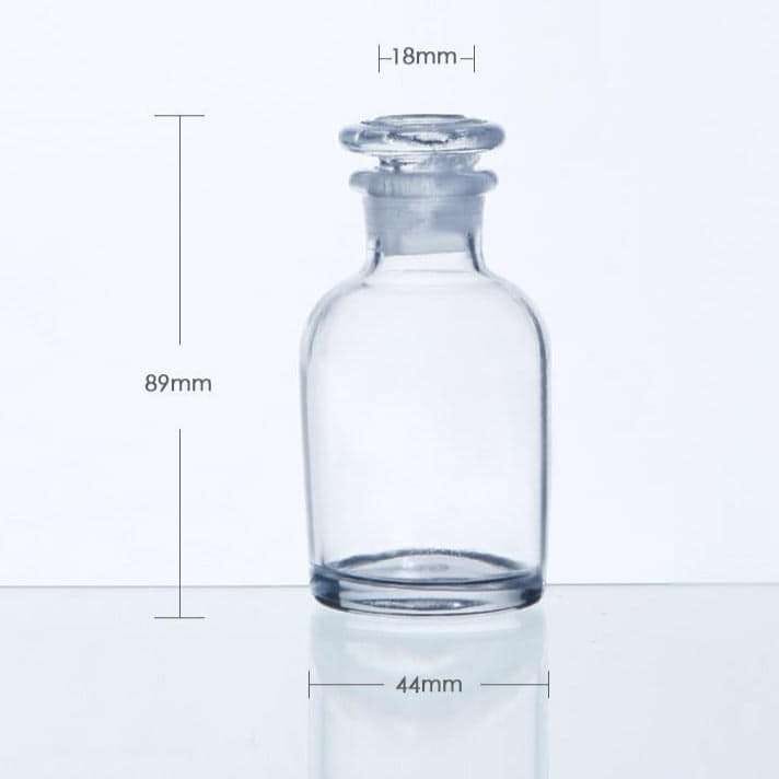 Narrow mouth bottle, clear glass, ungraduated, 30 ml to 1.000 ml